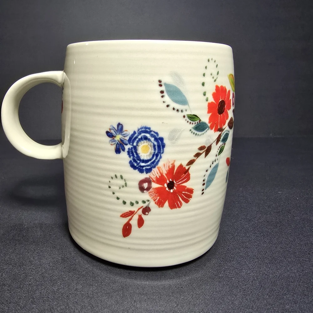 Anthropologie Starla E Halfmann Monogram Letter C Petal Palette Coffee Mug Cup - Picture 3 of 6
